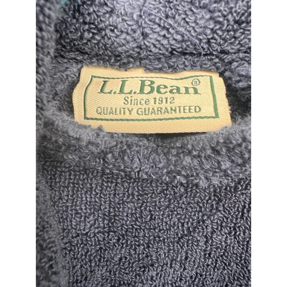 L.L. Bean Robe Mens XL Navy Blue EUC Terry Cloth Cotton Shawl Collar Belted